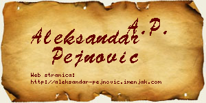 Aleksandar Pejnović vizit kartica